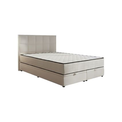 Upholstered bed with mattresses and storage GRACE 160x200 cm beige