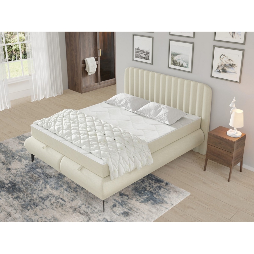 Upholstered bed with mattresses and storage space ALEXA 140x200 cm beige