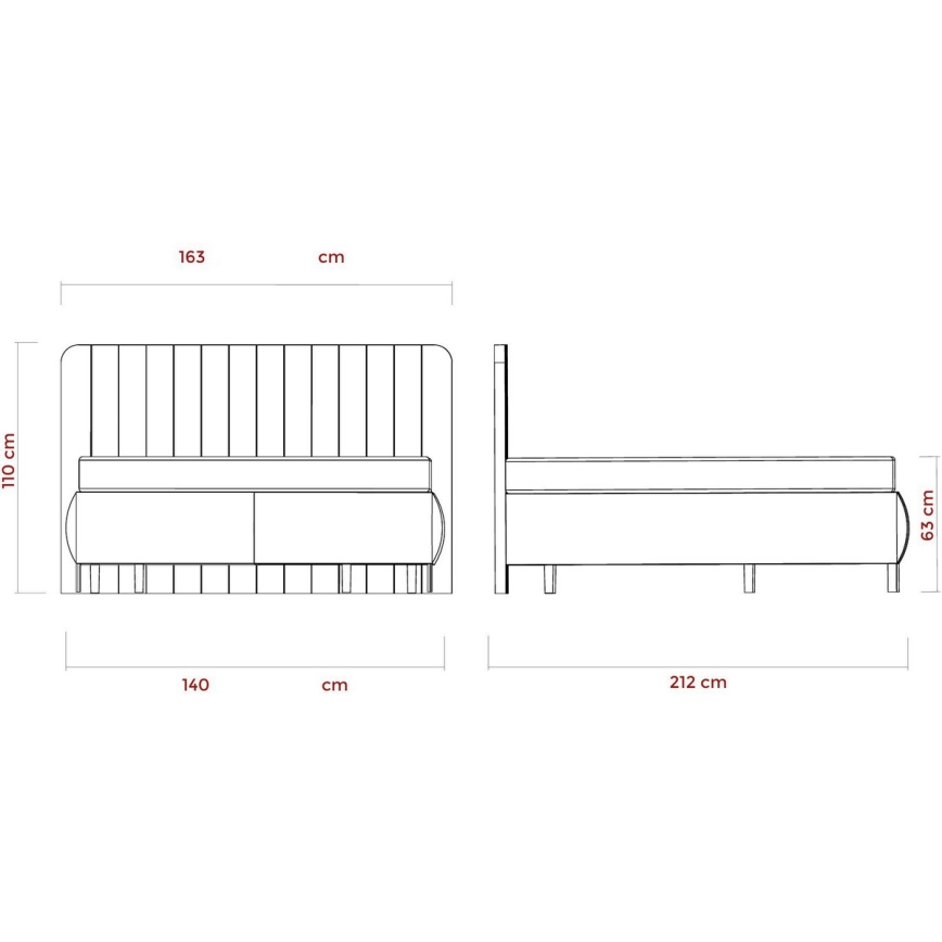 Upholstered bed with mattresses and storage space ALEXA 140x200 cm beige