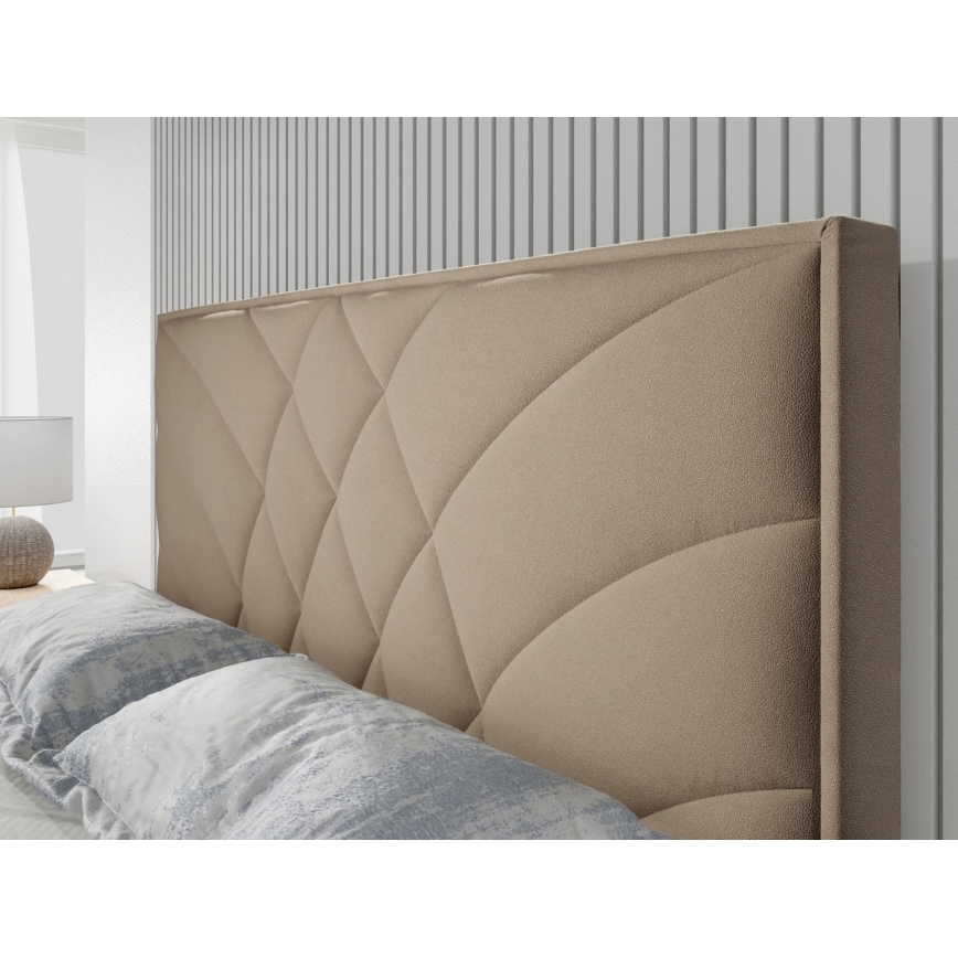 Upholstered bed with mattresses and storage space GINA 140x200 cm beige