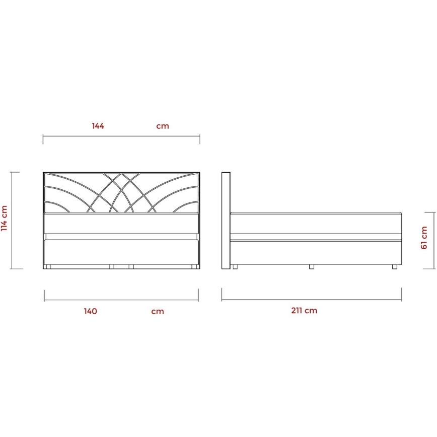 Upholstered bed with mattresses and storage space GINA 140x200 cm beige