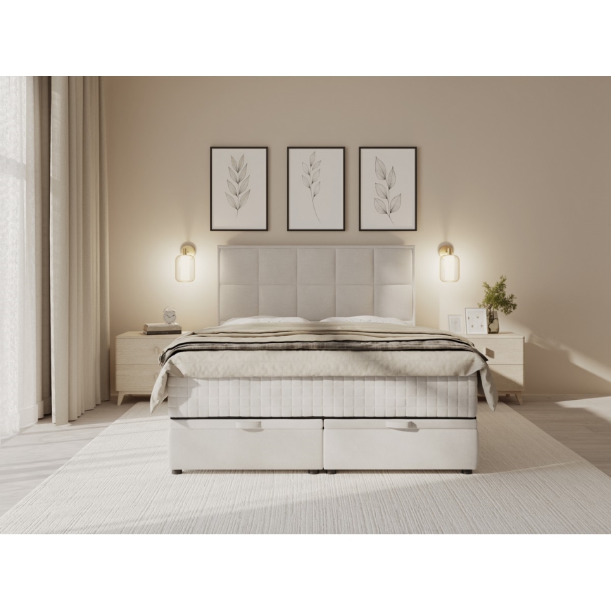 Upholstered bed with mattresses and storage space GRACE 140x200 cm grey
