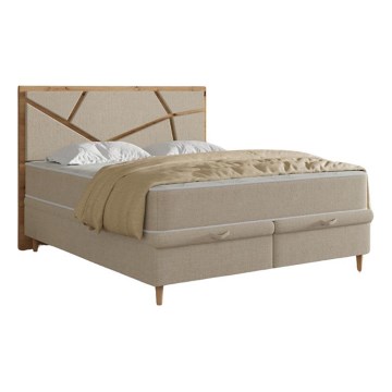 Upholstered bed with mattresses and storage space NAOMI 140x200 cm beige