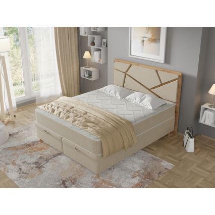 Upholstered bed with mattresses and storage space NAOMI 140x200 cm beige
