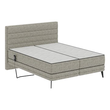 Upholstered bed with mattresses and topper MILA 180x200 cm grey