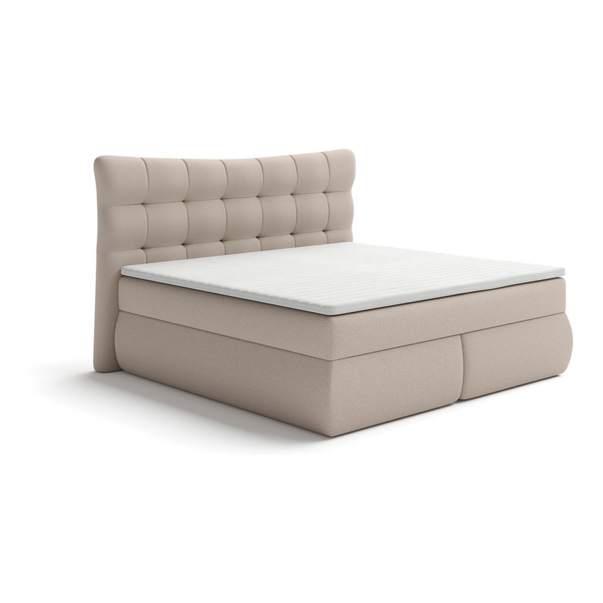 Upholstered bed with mattresses and topper SOFIA 180x200 cm beige