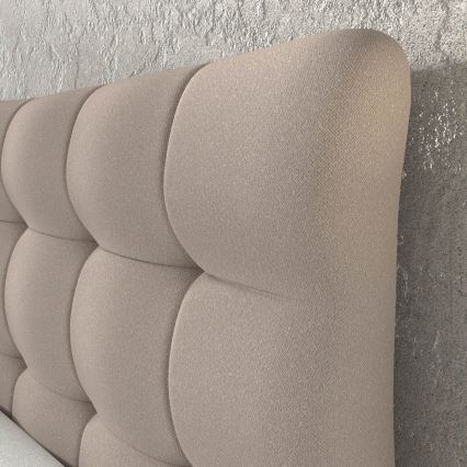 Upholstered bed with mattresses and topper SOFIA 180x200 cm beige