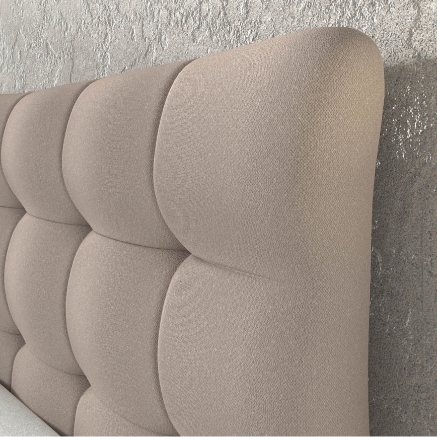 Upholstered bed with mattresses and topper SOFIA 180x200 cm beige