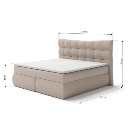 Upholstered bed with mattresses and topper SOFIA 180x200 cm beige