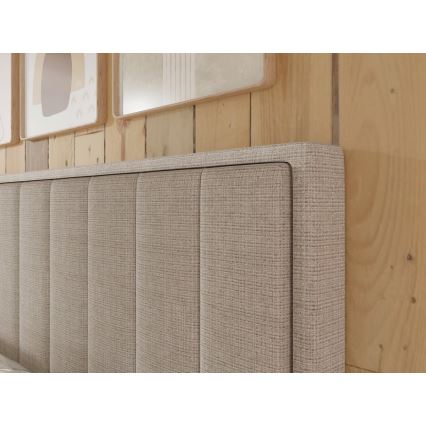 Upholstered bed with mattresses and topper with a storage space ALICIA 180x200 cm beige