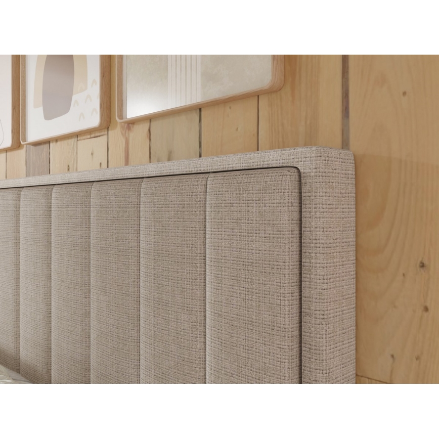 Upholstered bed with mattresses and topper with a storage space ALICIA 180x200 cm beige