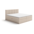 Upholstered bed with mattresses and topper with a storage space EMBER 160x200 cm beige
