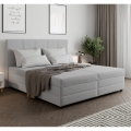 Upholstered bed with spring mattress and storage ISABEL 180x200 light gray