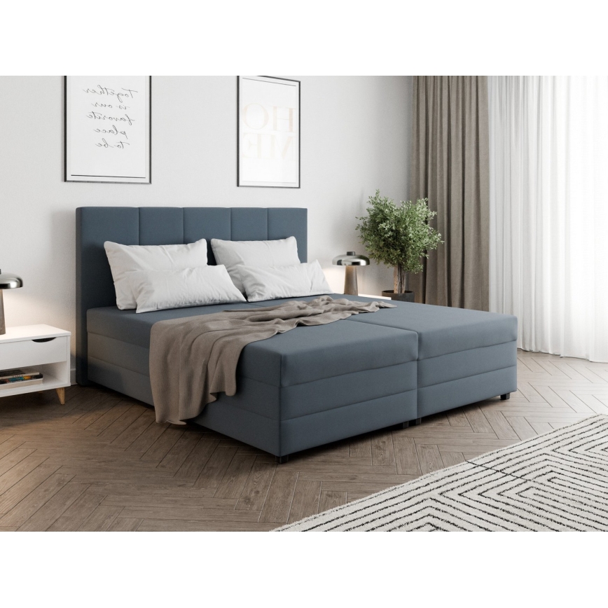 Upholstered bed with spring mattress and storage space ISABEL 180x200 grey