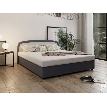 Upholstered bed with spring mattress and storage space MALIA 160x200 grey