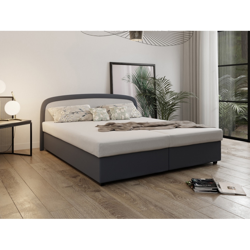 Upholstered bed with spring mattress and storage space MALIA 160x200 grey