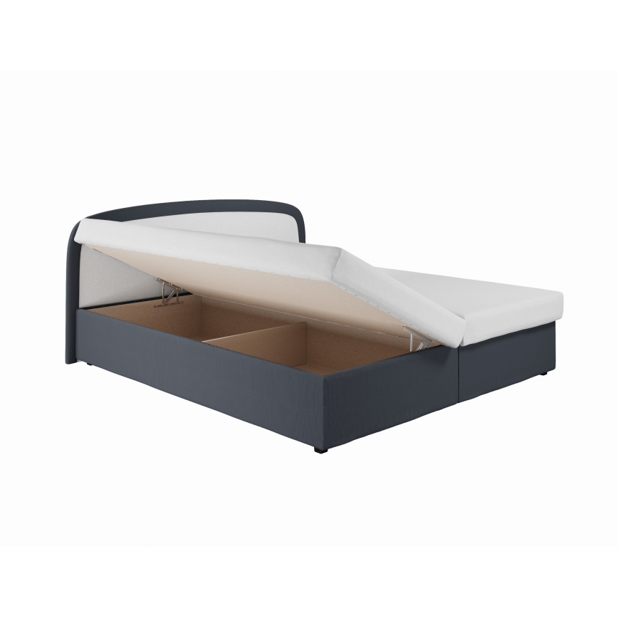 Upholstered bed with spring mattress and storage space MALIA 160x200 grey
