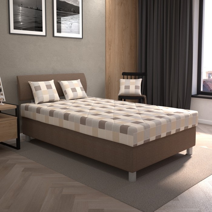 Upholstered bed with storage and mattress GEORGE 120 x 200 cm brown