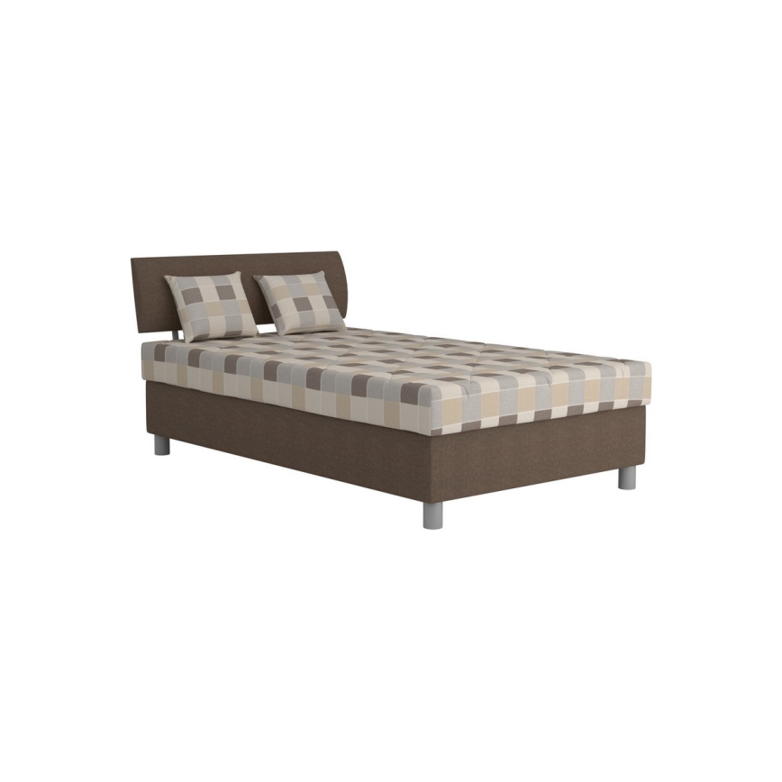 Upholstered bed with storage and mattress GEORGE 120 x 200 cm brown