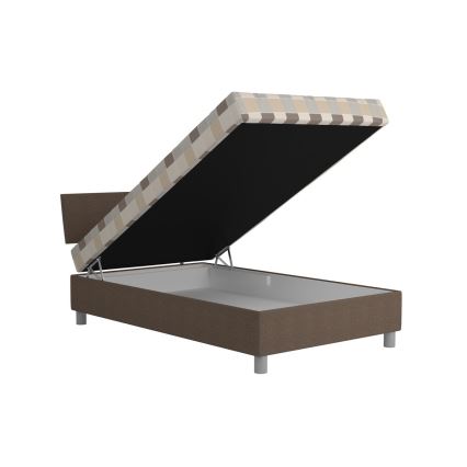 Upholstered bed with storage and mattress GEORGE 120 x 200 cm brown