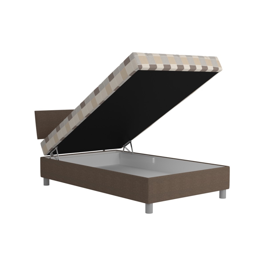 Upholstered bed with storage and mattress GEORGE 120 x 200 cm brown