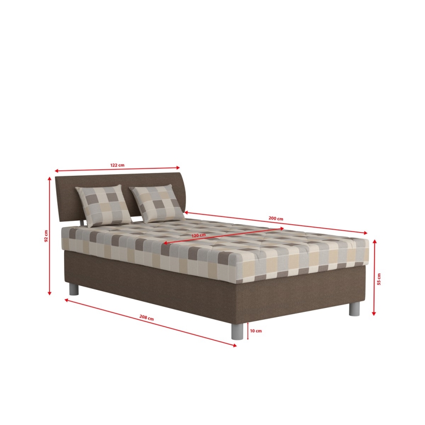 Upholstered bed with storage and mattress GEORGE 120 x 200 cm brown