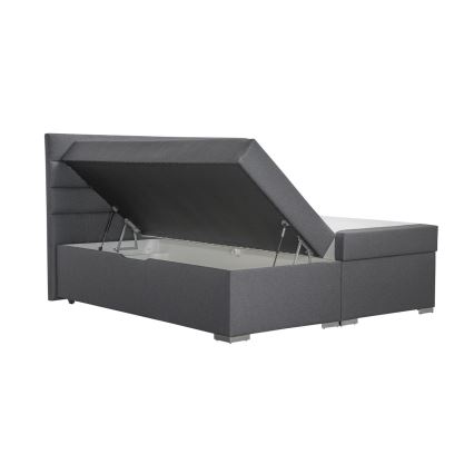 Upholstered bed with storage space and mattresses with topper NEW BOLERO 160x200 cm grey
