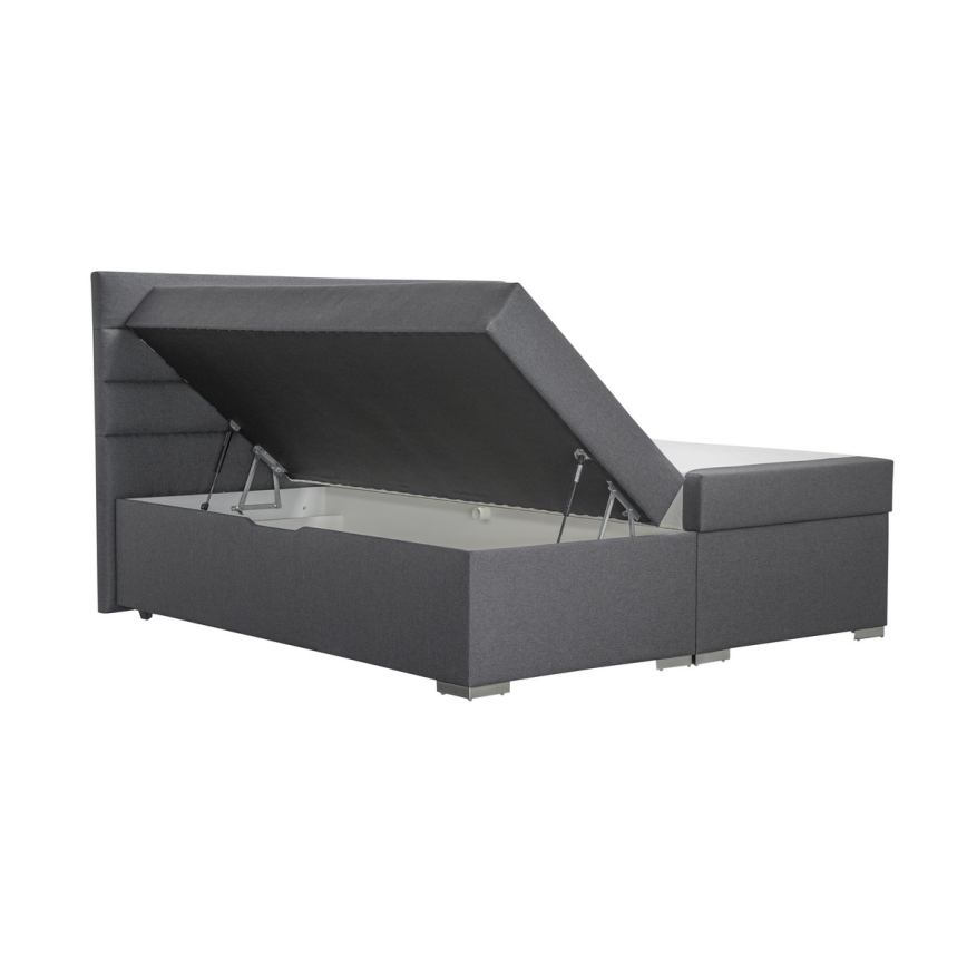 Upholstered bed with storage space and mattresses with topper NEW BOLERO 160x200 cm grey