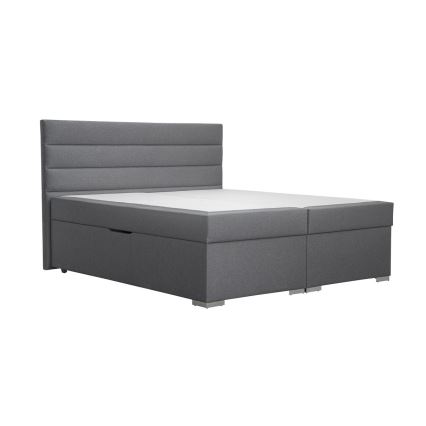 Upholstered bed with storage space and mattresses with topper NEW BOLERO 160x200 cm grey