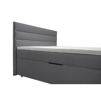 Upholstered bed with storage space and mattresses with topper NEW BOLERO 160x200 cm grey