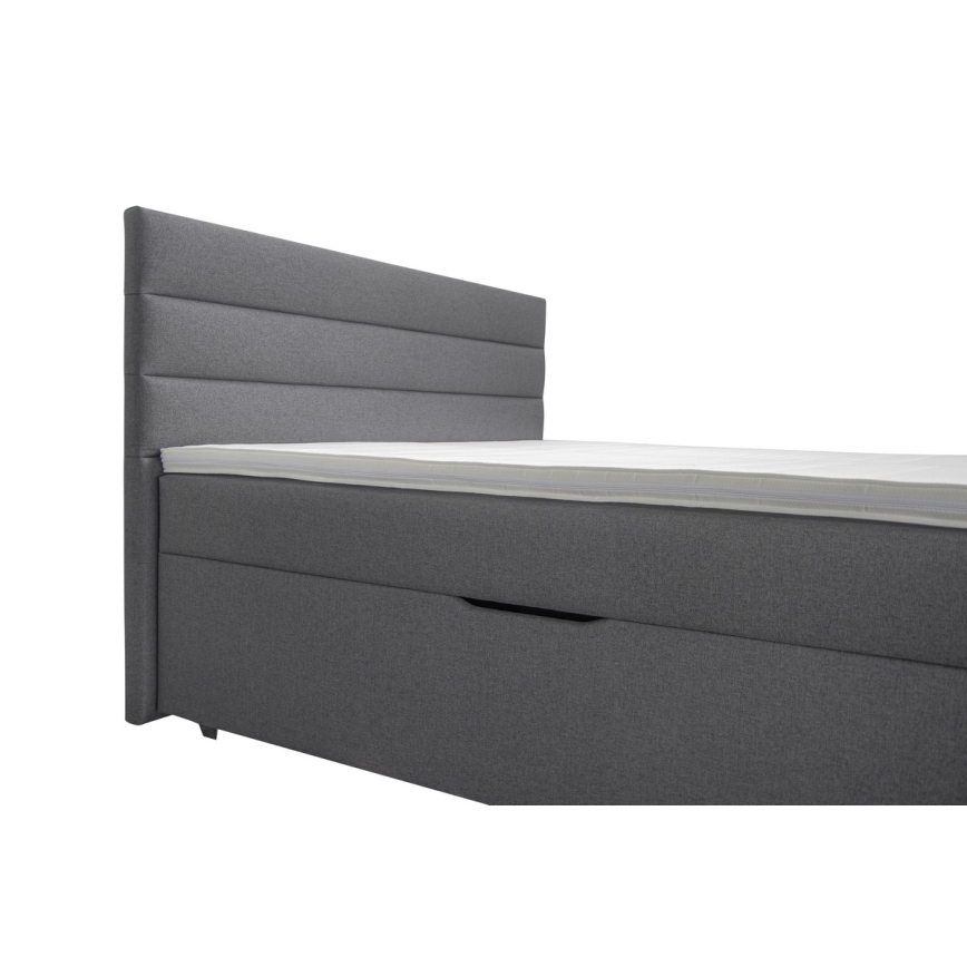 Upholstered bed with storage space and mattresses with topper NEW BOLERO 160x200 cm grey