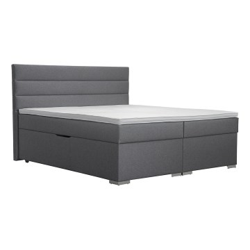 Upholstered bed with storage space and mattresses with topper NEW BOLERO 180x200 cm grey