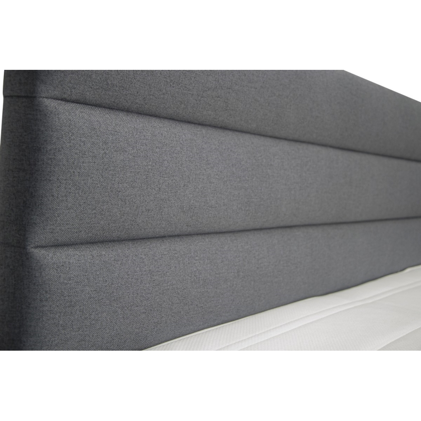 Upholstered bed with storage space and mattresses with topper NEW BOLERO 180x200 cm grey