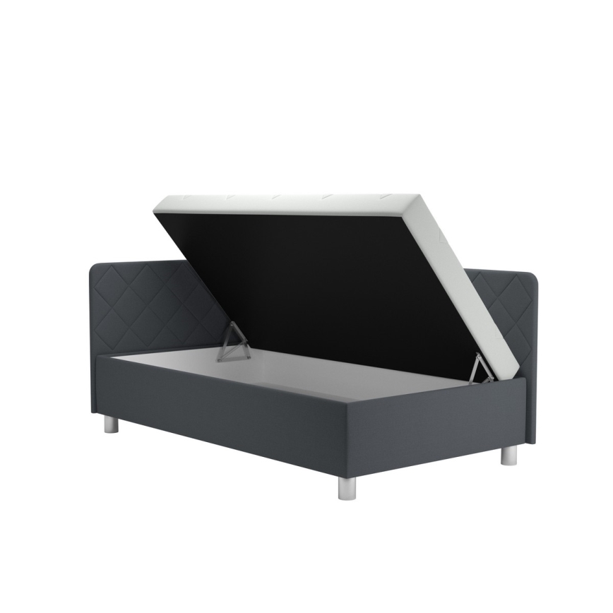 Upholstered day bed with a storage space and mattress EMILE 110x200 cm grey