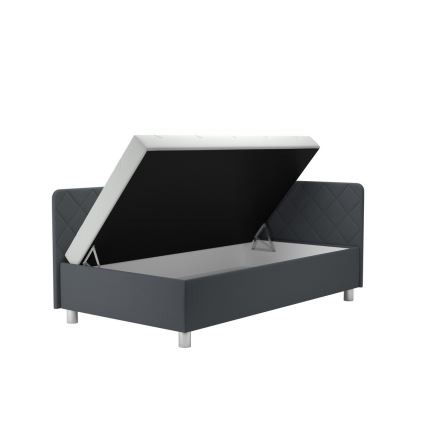 Upholstered day bed with a storage space and mattress EMILE 110x200 cm grey