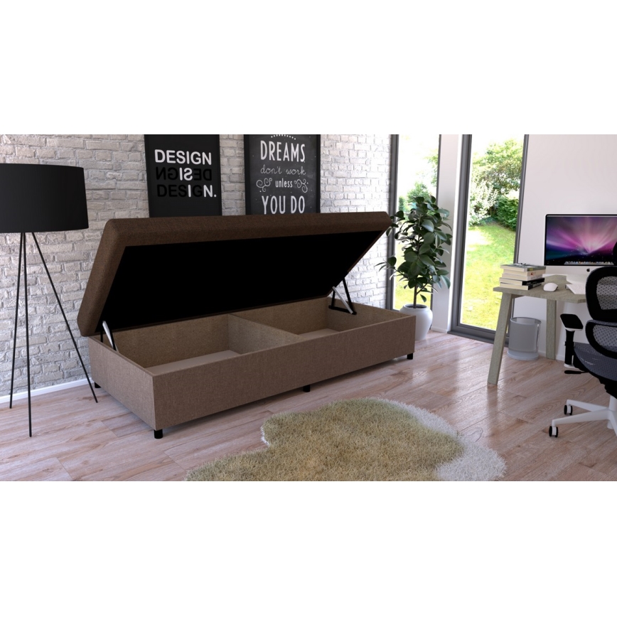 Upholstered day bed with a storage space CORY 80x200 brown