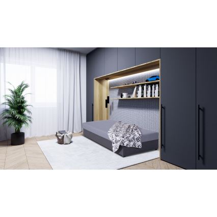 Upholstered day bed with a storage space JACOB XL load capacity 130 kg 90x200 cm grey