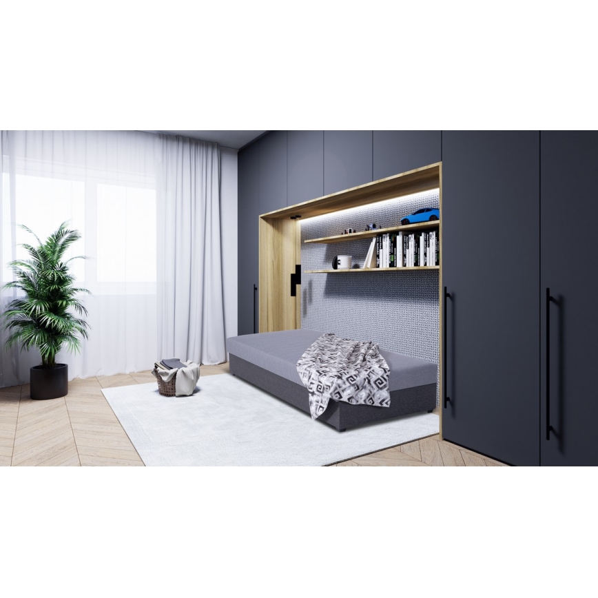 Upholstered day bed with a storage space JACOB XL load capacity 130 kg 90x200 cm grey