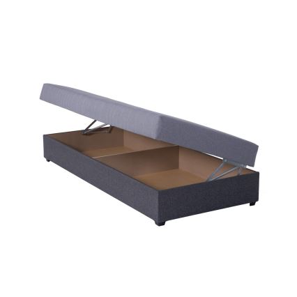 Upholstered day bed with a storage space JACOB XL load capacity 130 kg 90x200 cm grey