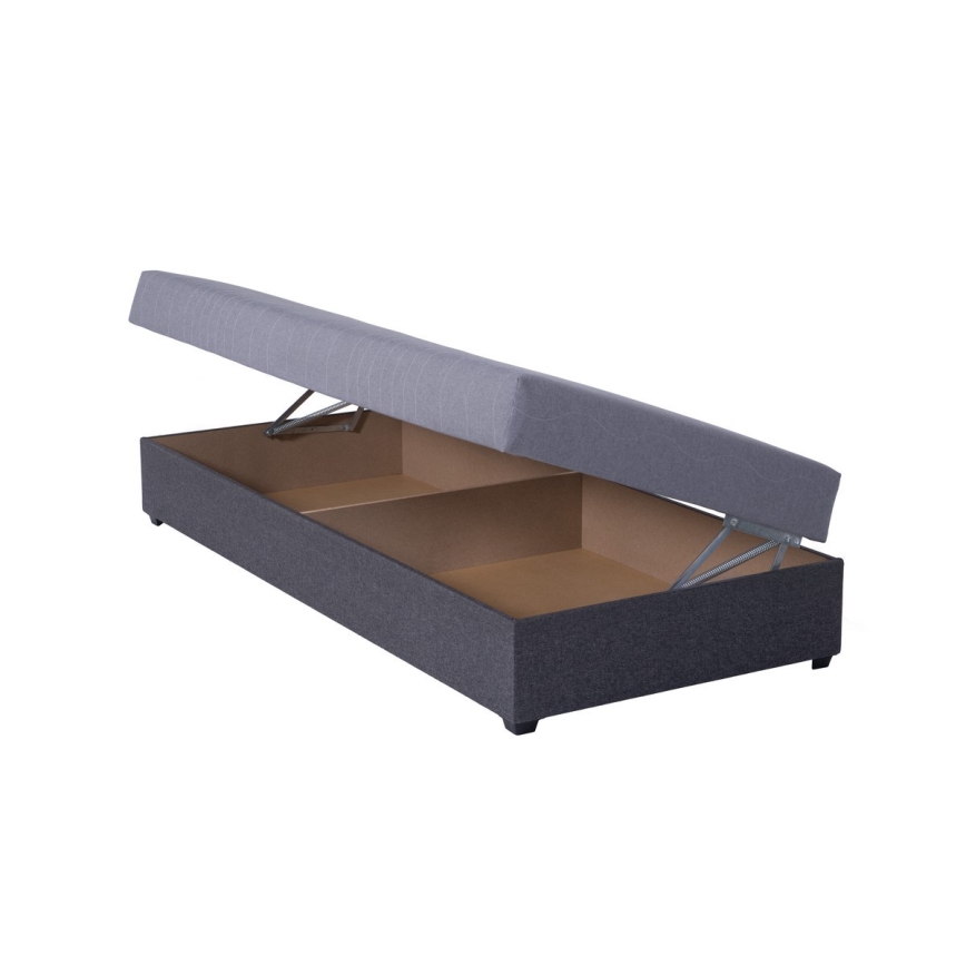 Upholstered day bed with a storage space JACOB XL load capacity 130 kg 90x200 cm grey