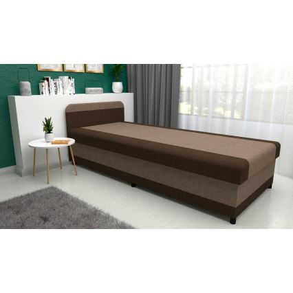Upholstered day bed with a storage space TALI 80x202 brown/beige