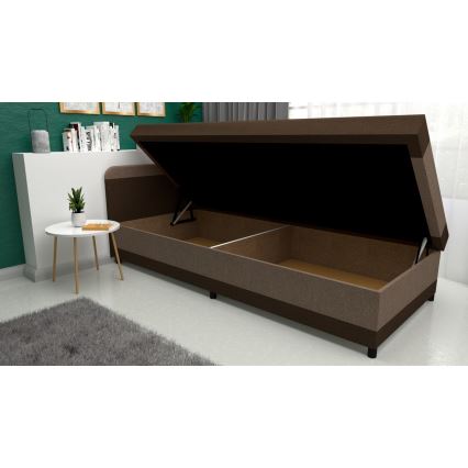 Upholstered day bed with a storage space TALI 80x202 brown/beige