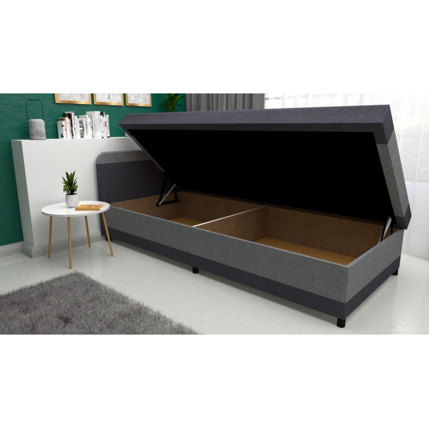 Upholstered day bed with a storage space TALI 80x202 grey/anthracite