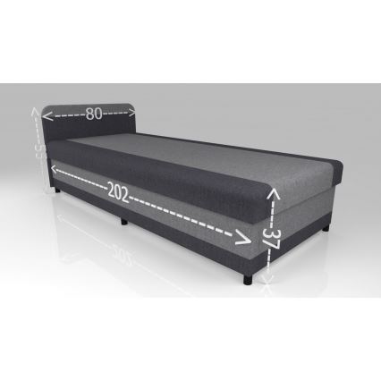 Upholstered day bed with a storage space TALI 80x202 grey/anthracite