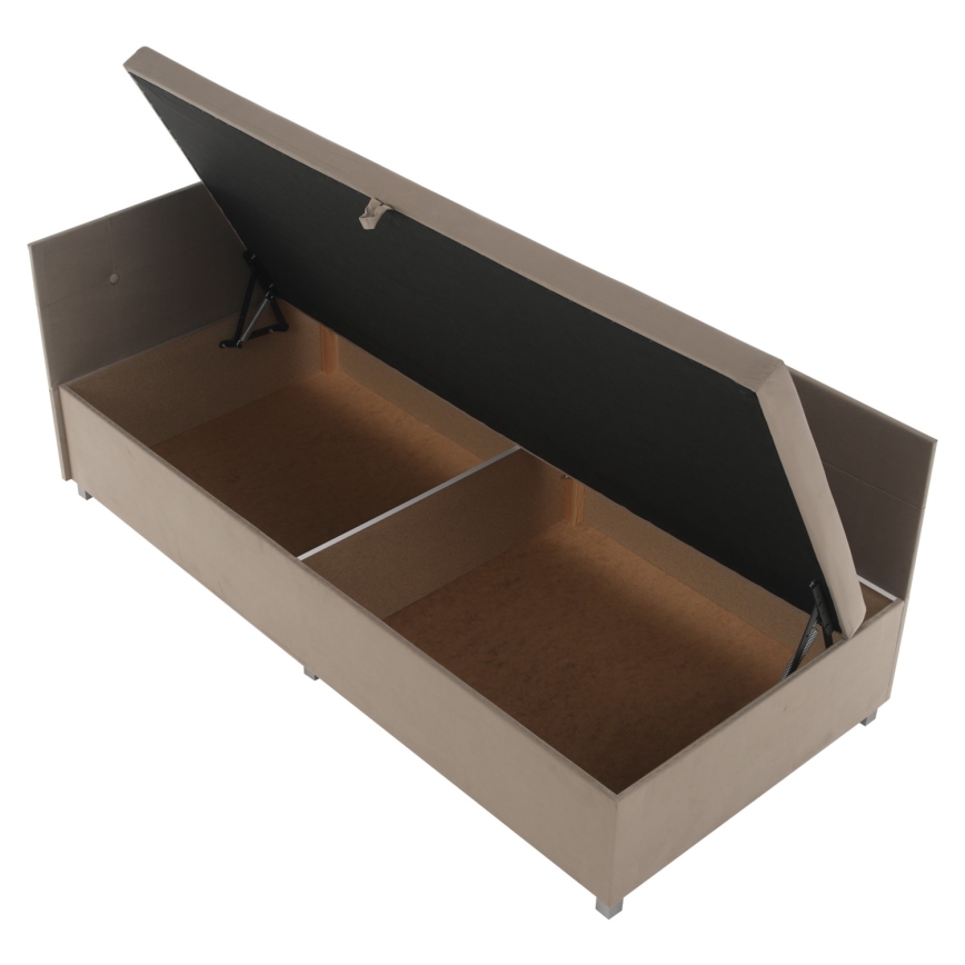 AMSTERDAM Upholstered daybed with reversible headboard and storage, 90x200 cm, beige