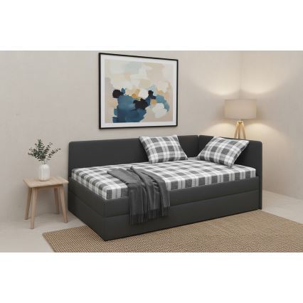 Upholstered daybed with reversible left/right headboard ARLY 110x200 cm anthracite/white