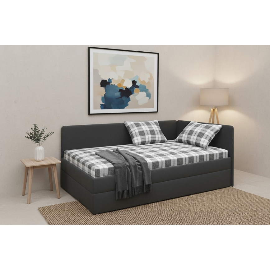 Upholstered daybed with reversible left/right headboard ARLY 110x200 cm anthracite/white