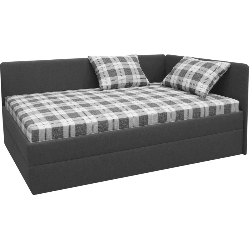 Upholstered daybed with reversible left/right headboard ARLY 110x200 cm anthracite/white