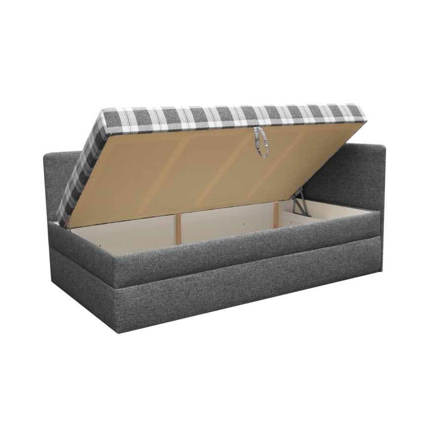 Upholstered daybed with reversible left/right headboard ARLY 110x200 cm anthracite/white