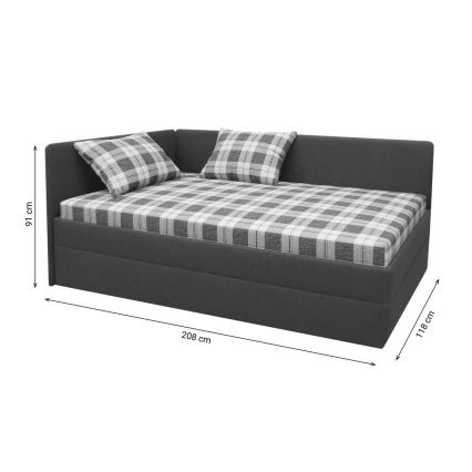 Upholstered daybed with reversible left/right headboard ARLY 110x200 cm anthracite/white